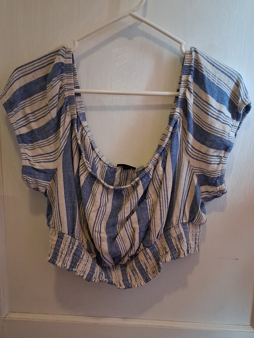 torrid Blue and White Striped Crop Top